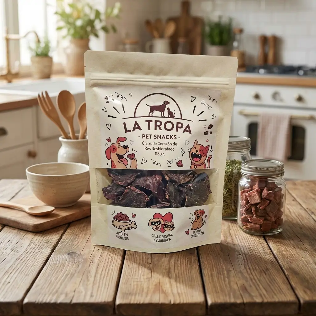 Chips de Corazón de Res Deshidratado - 115 g