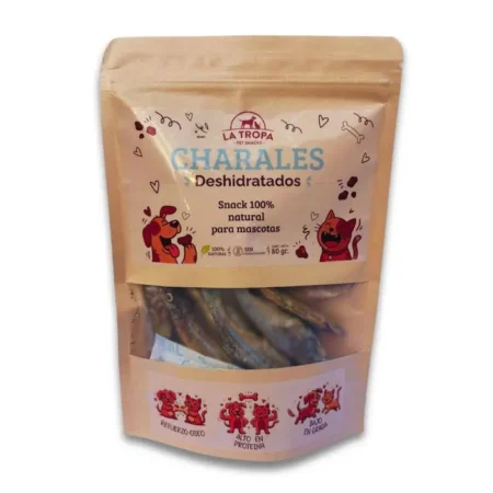 Charales Deshidratados La Tropa, snack natural para mascotas de 80g. Refuerzo óseo, alto en proteína y bajo en grasa