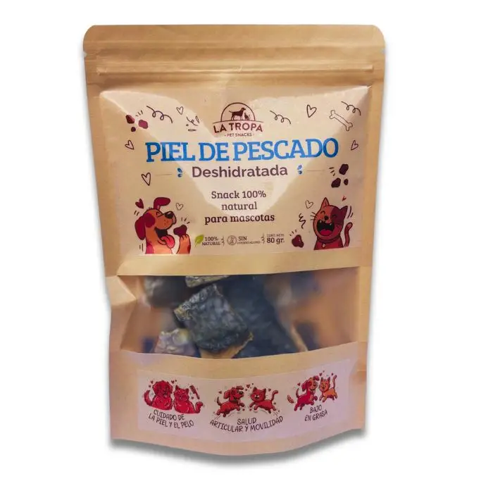 La Tropa: Piel de pescado deshidratada, snack 100% natural para mascotas de 80g
