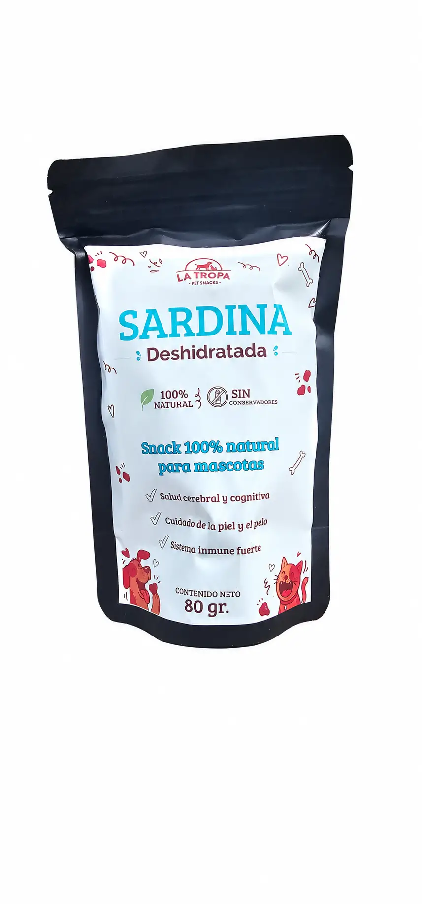 Sardinas Deshidratadas 80g | Premio Natural con Omega-3 para Perros y Gatos